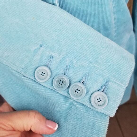 Vintage Retro 80s Style Liz Claiborne Blue Corduroy Coat Jacket 16P - Picture 6 of 11